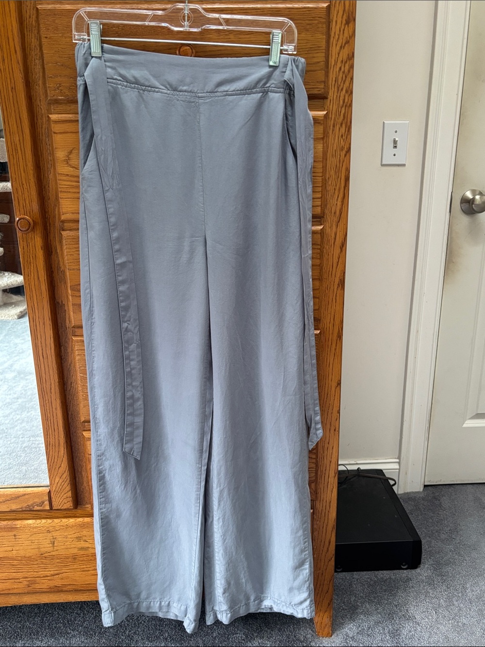 Thread & Supply Light Gray Wide-Leg Tie-Waist Pants
